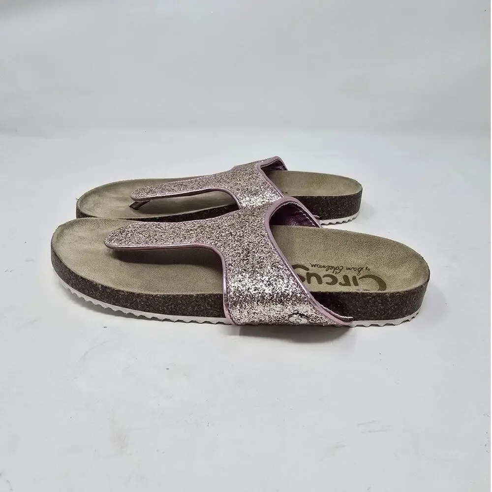 Circus by Sam Edelman Girl's Ethel Glitz Glitter Sparkle Thong Sandals Pink 13
